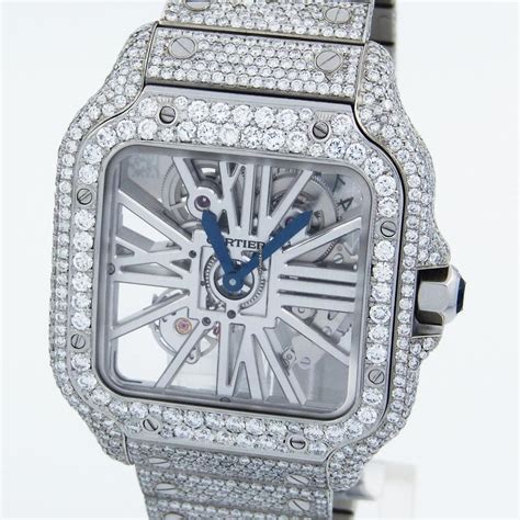 cartier santos iced out preis|cartier santos skeleton price.